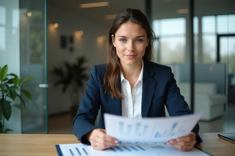 Femme d'affaires confiante dans un bureau moderne