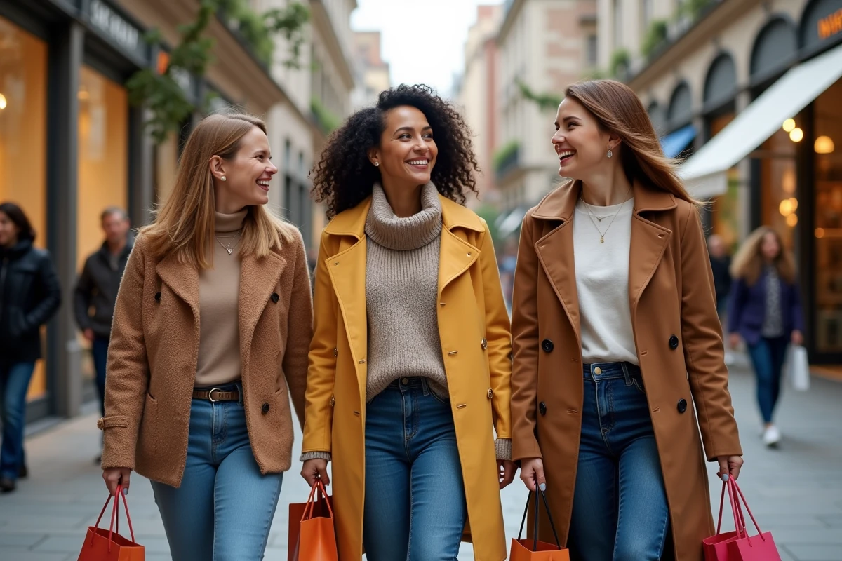 Trois femmes souriantes en tenues d