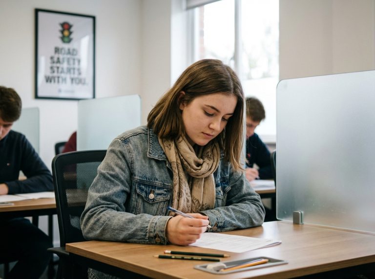 Jeune femme concentrée lors d'un test de conduite en intérieur