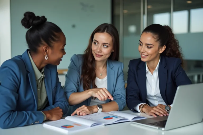 Groupe de professionnels collaborant autour d'un ordinateur