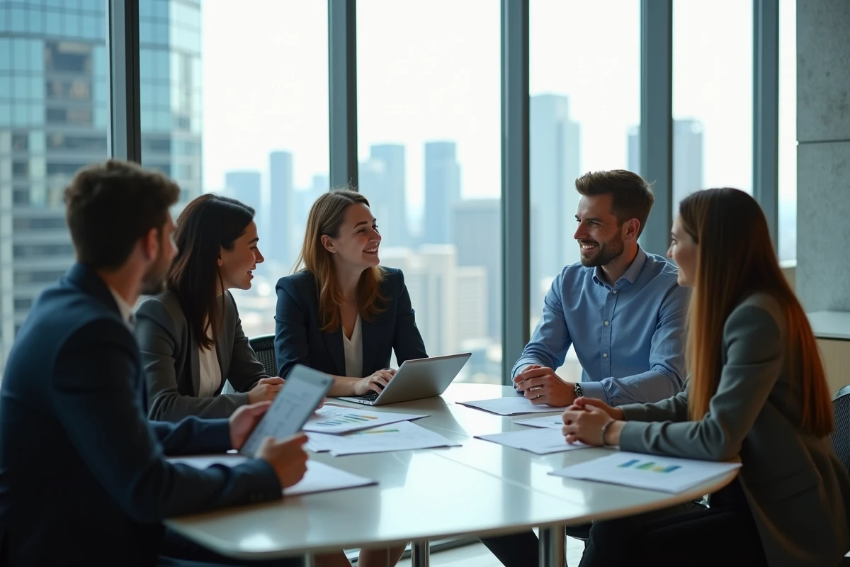 Groupe de jeunes professionnels en réunion de travail